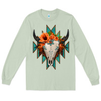 Matcha Aztec Turquoise Bull Skull Long Sleeve Tee - Jasminsmagicworld