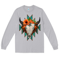 Moon Dust Aztec Turquoise Bull Skull Long Sleeve Tee - Jasminsmagicworld