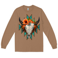 Toasted Coconut Aztec Turquoise Bull Skull Long Sleeve Tee - Jasminsmagicworld