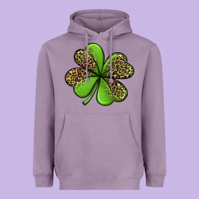 Leopard Shamrock Heavyweight Hoodie Designed By Jasminsmagicworld