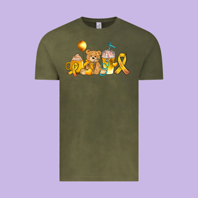 Childhood Cancer Ribbon And Coffee Cups Vintage Tee Designed By Adodesignshop
