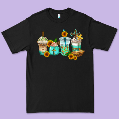 Jesus Coffee Cups Premium Tee Designed By Adodesignshop