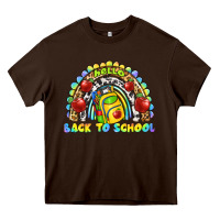 Chocolate Brown hello back to school rainbow Heavy Core Tee - texasbilliewilder