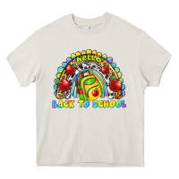 Cream hello back to school rainbow Heavy Core Tee - texasbilliewilder
