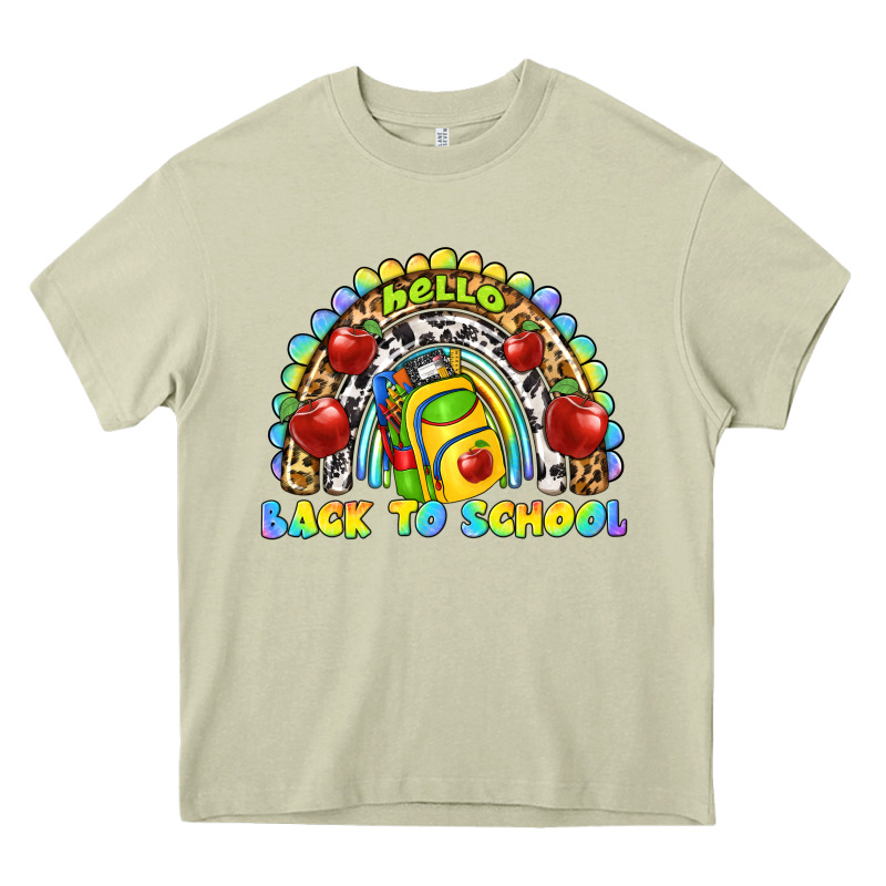 Hello Back To School Rainbow Heavy Core Tee by texasbilliewilder | Teevron