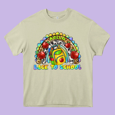 Hello Back To School Rainbow Heavy Core Tee Designed By Texasbilliewilder
