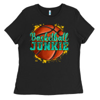 Black basketball junkie Ladies Tee - texasbilliewilder