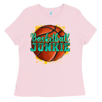 Bubblegum Pink basketball junkie Ladies Tee - texasbilliewilder