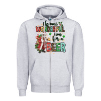 Heather Grey the most wonderful time for a beer Zipper Hoodie - MaliasSmallBusiness
