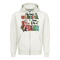Oatmeal Heather the most wonderful time for a beer Zipper Hoodie - MaliasSmallBusiness