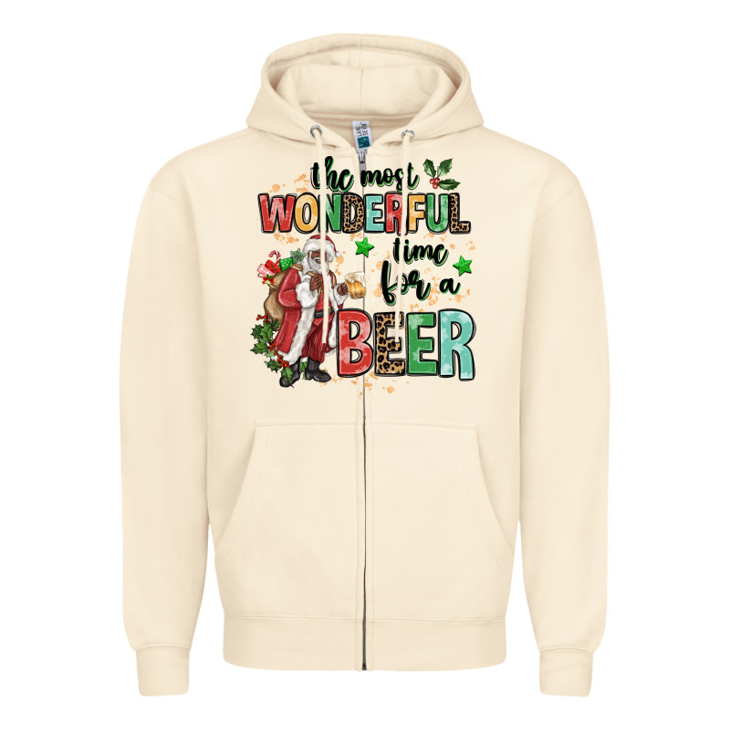 The Most Wonderful Time For A Beer Zipper Hoodie by MaliasSmallBusiness | Teevron