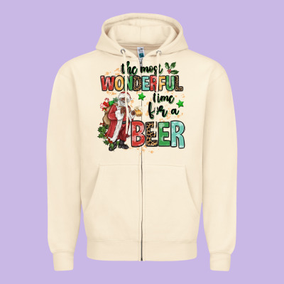 The Most Wonderful Time For A Beer Zipper Hoodie Designed By Maliassmallbusiness