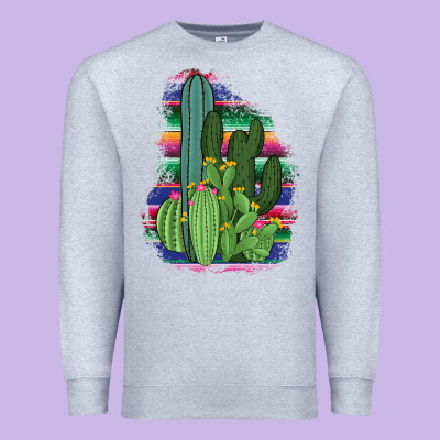 Western Serape Cactus Premium Sweatshirt Designed By Bettercallsaul