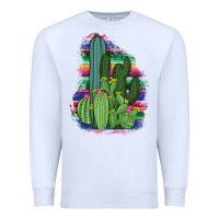 White Western Serape Cactus Premium Sweatshirt - Bettercallsaul
