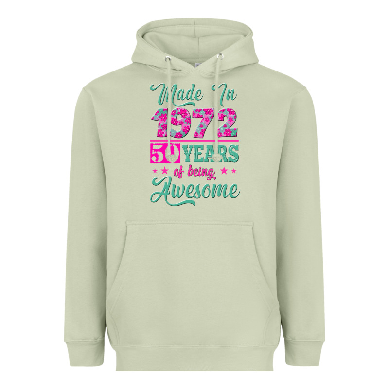 Made In 1972, 50 Years Of Being Awesome Heavyweight Hoodie by Jasminsmagicworld | Teevron