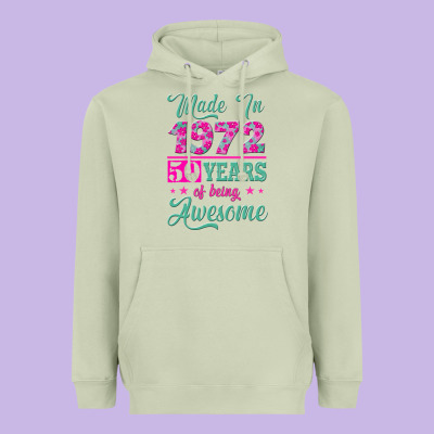 Made In 1972, 50 Years Of Being Awesome Heavyweight Hoodie Designed By Jasminsmagicworld