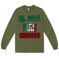 Army Green El Papa Mas Chingon Mexican Flag Long Sleeve Tee - Jasminsmagicworld