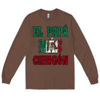 Chestnut El Papa Mas Chingon Mexican Flag Long Sleeve Tee - Jasminsmagicworld