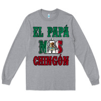 Heather Grey El Papa Mas Chingon Mexican Flag Long Sleeve Tee - Jasminsmagicworld