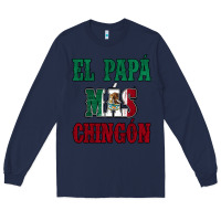 Navy El Papa Mas Chingon Mexican Flag Long Sleeve Tee - Jasminsmagicworld