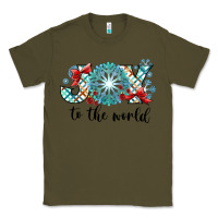 Army Green Joy to the World Classic Tee - CowhideDigitalArt