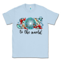 Dusty Blue Joy to the World Classic Tee - CowhideDigitalArt
