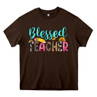 Chocolate Brown blessed teacher Heavy Core Tee - Zillion Design Studio