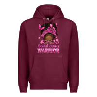 Burgundy afro messy bun breast cancer warrior Premium Hoodie - texasbilliewilder