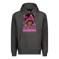 Charcoal Heather afro messy bun breast cancer warrior Premium Hoodie - texasbilliewilder