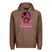 Chestnut afro messy bun breast cancer warrior Premium Hoodie - texasbilliewilder
