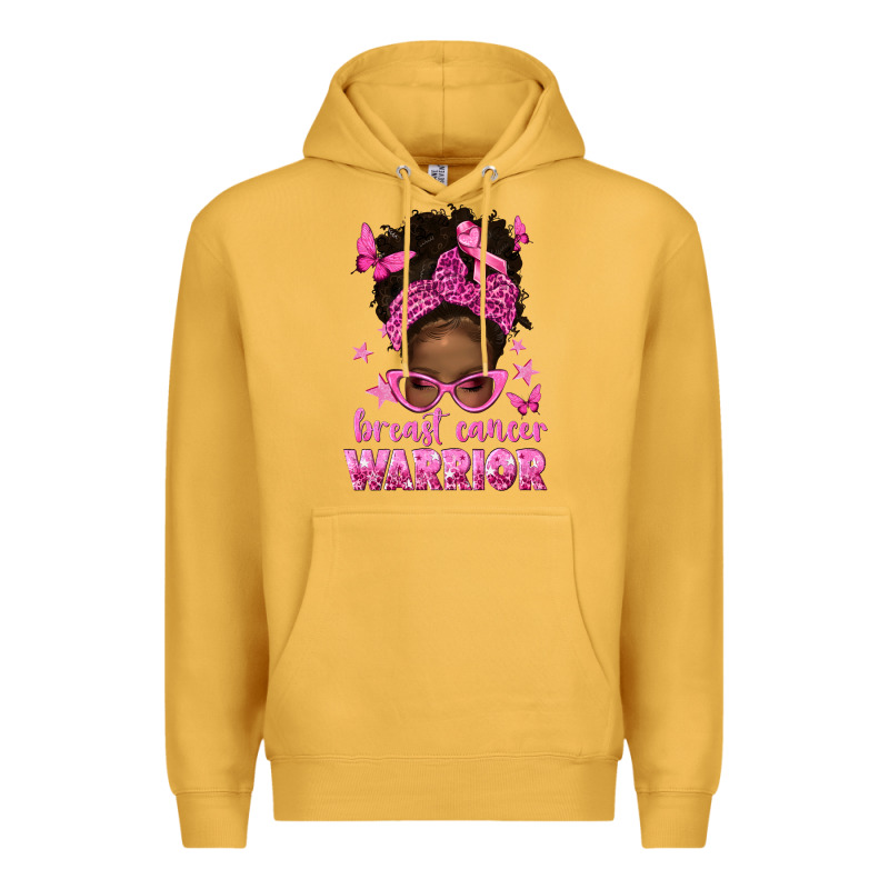 Afro Messy Bun Breast Cancer Warrior Premium Hoodie by texasbilliewilder | Teevron