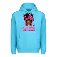 Ocean Blue afro messy bun breast cancer warrior Premium Hoodie - texasbilliewilder