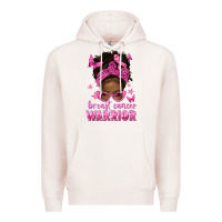 Pale Pink afro messy bun breast cancer warrior Premium Hoodie - texasbilliewilder