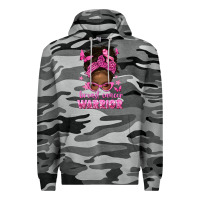 Slate Camo afro messy bun breast cancer warrior Premium Hoodie - texasbilliewilder