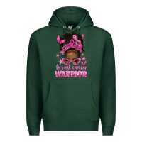 Sports Green afro messy bun breast cancer warrior Premium Hoodie - texasbilliewilder