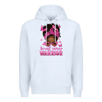 White afro messy bun breast cancer warrior Premium Hoodie - texasbilliewilder