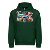 Forest Green Autism truck with farm animals Urban Hoodie - CowGirlArtShop