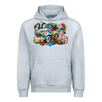 Heather Grey Autism truck with farm animals Urban Hoodie - CowGirlArtShop
