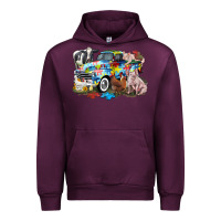 Mauve Wine Autism truck with farm animals Urban Hoodie - CowGirlArtShop