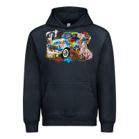 Navy Autism truck with farm animals Urban Hoodie - CowGirlArtShop