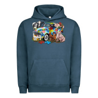 Pigment Midnight Navy Autism truck with farm animals Urban Hoodie - CowGirlArtShop
