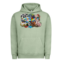 Pigment Oil Green Autism truck with farm animals Urban Hoodie - CowGirlArtShop