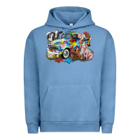 Pigment Pebble Blue Autism truck with farm animals Urban Hoodie - CowGirlArtShop