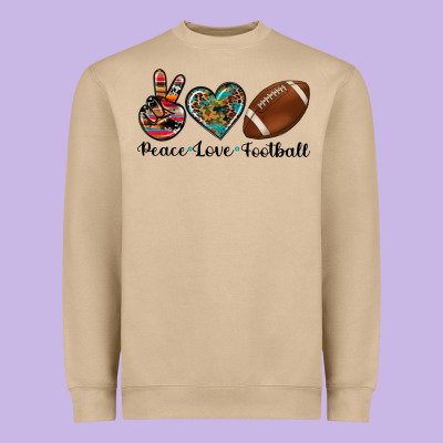 Peace Love Football Heavyweight Sweatshirt Designed By Artiststas