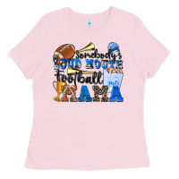 Bubblegum Pink somebody's loud mouth football mama Ladies Tee - Zillion Design Studio