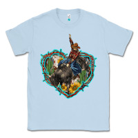 Dusty Blue western heart bullfighter  cactus sunflower aztek pattern Classic Tee - BarkalooDesign