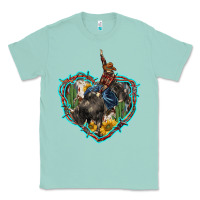 Seafoam western heart bullfighter  cactus sunflower aztek pattern Classic Tee - BarkalooDesign