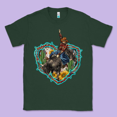 Western Heart Bullfighter  Cactus Sunflower Aztek Pattern Classic Tee Designed By Barkaloodesign