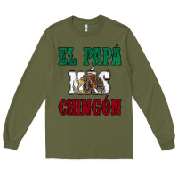 Army Green El Papa Mas Chingon Mexican Flag Long Sleeve Tee - Jasminsmagicworld