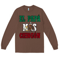 Chestnut El Papa Mas Chingon Mexican Flag Long Sleeve Tee - Jasminsmagicworld